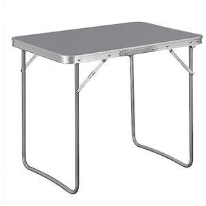 WOLTU CPT8135gr Campingtafel, klaptafel, reistafel met handgreep, 70 x 50 x 60 cm (l x b x h), inklapbaar, tuintafel van aluminium en MDF voor picknick, strand, in de natuur, grijs