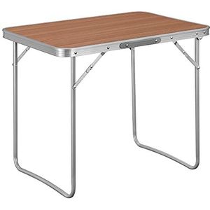 WOLTU CPT8135ei Campingtafel, klaptafel, reistafel met handgreep, 70 x 50 x 60 cm (l x b x h), inklapbaar, tuintafel van aluminium en MDF voor picknick, strand, in de natuur, eik, CPT8135ei