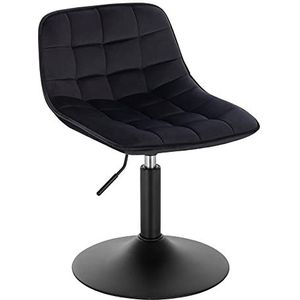 WOLTU 1 x verstelbare kruk, stoel, eetkamerstoel, make-up kruk, commerciële winkelkruk, multifunctioneel, 360 graden draaibaar, fluweel, zwart, zitting 38-49,5 cm hoog