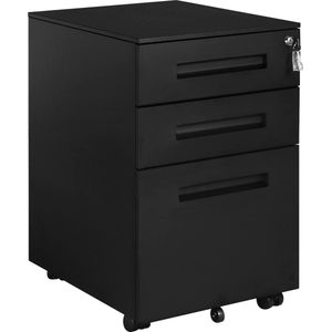 WOLTU archiefkast rolcontainer kantoorkast kantoorcontainer afsluitbare laden hangmappen zwart metaal SK023sz