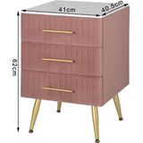 WOLTU Set van 2 nachtkastjes voor boxspringbed, commode met laden van massief hout, eenvoudige montage, stabiel, 40,5 x 41 x 62 cm, roze TS135rs
