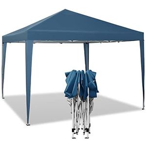 WOLTU Paviljoen, pop-up waterdicht vouwpaviljoen, zonwering, evenement, paviljoen, tuinpaviljoen, op terras, camping, festival, pagodetent van Oxford metalen frame, 3 x 3 m, blauw PVL0002bl