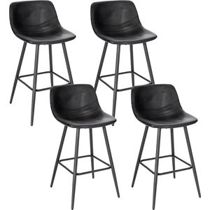 Rootz Barkruk - Keukenkruk - Hoge stoel - Zitplaats - Tegenzit - Loungestoel - Metalen kruk - Zwart - 43x63x33 cm (BxHxD)