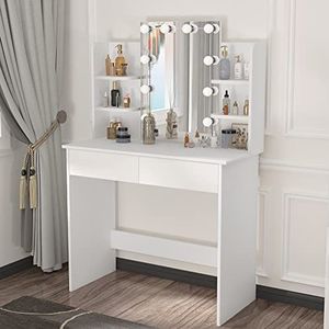 Rootz Vanity Table - Dressing Desk - Make-up Station - Beauty Counter - Cosmetische Stand - Glamour Desk - Wit - 41,1x20,3x6,1inches