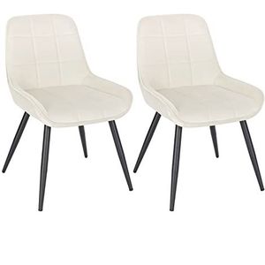 WOLTU Set van 2 eetkamerstoelen, fluwelen relaxstoelen, ergonomische Scandinavische stoelen met rugleuning voor woonkamer, woonkamer, keuken, slaapkamer, crèmewit, BH331cm-2