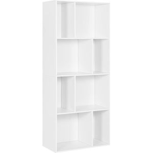 WOLTU SK032ws Boekenkast, rek met 8 open vakken, staand rek, kubusrek, ruimteverdeler, opbergrek voor woonkamer, keuken, kantoor, 60 x 143,5 x 29 cm