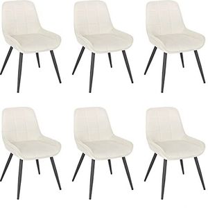 WOLTU Set van 6 eetkamerstoelen, fluwelen relaxstoelen, ergonomische Scandinavische stoelen met rugleuning voor woonkamer, woonkamer, keuken, slaapkamer, crèmewit, BH331cm-6