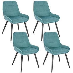 WOLTU Set van 4 eetkamerstoelen, fluwelen relaxstoelen, ergonomische Scandinavische stoelen met rugleuning voor woonkamer, woonkamer, keuken, slaapkamer, Turks groen, BH331ts-4