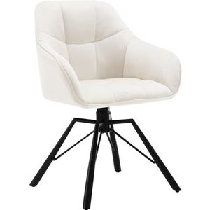WOLTU 360° draaibare stoel, eetkamerstoel, Scandinavische stoel, keukenstoel, eetkamerstoel, velours, gestoffeerde zitting, metalen poten, crèmekleurig, BH365cm-1