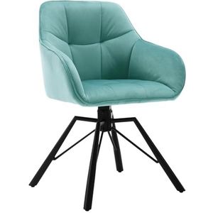 WOLTU 360° draaibare stoel, eetkamerstoel, Scandinavische stoel, keukenstoel, eetkamerstoel, velours, gestoffeerde zitting, metalen poten, Turks groen, BH365ts-1