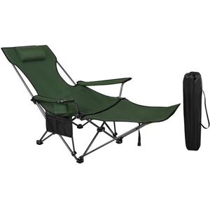 WOLTU Campingstoel, opvouwbare visstoel, ultralicht, ligstoel met rugleuning, voetensteun, bekerhouder, opbergtas, zonnestoel, belastbaar tot 150 kg, klapstoel van Oxford-weefsel, groen
