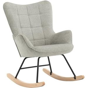 WOLTU SKS30gr Schommelstoel, relaxstoel, schommelstoel, gestoffeerd, met houten glijders, voor woonkamer, slaapkamer en balkon, grijs