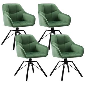 WOLTU 360° draaibare stoel, set van 4, eetkamerstoelen, Scandinavische stoel, keukenstoel, eetkamerstoel, velours, gevoerde zitting, metalen poten, donkergroen, BH365dgn-4