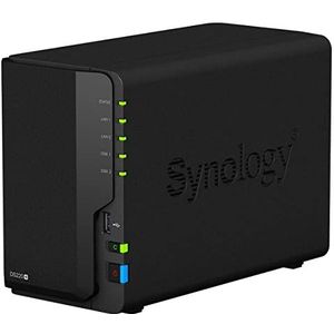 Synology 2 bay 6 TB DS220+-server met 2 harde schijven van 3 TB.