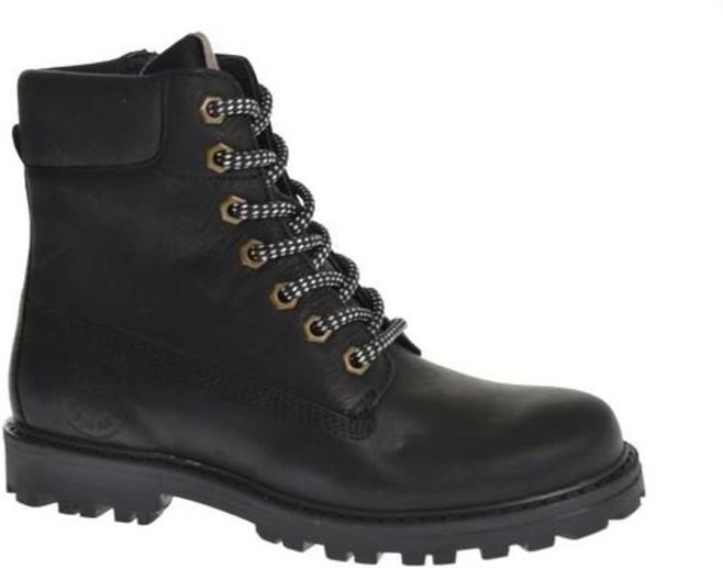 Develab - Black waxed - Halfhoge Veterschoenen - Zwart - Leer