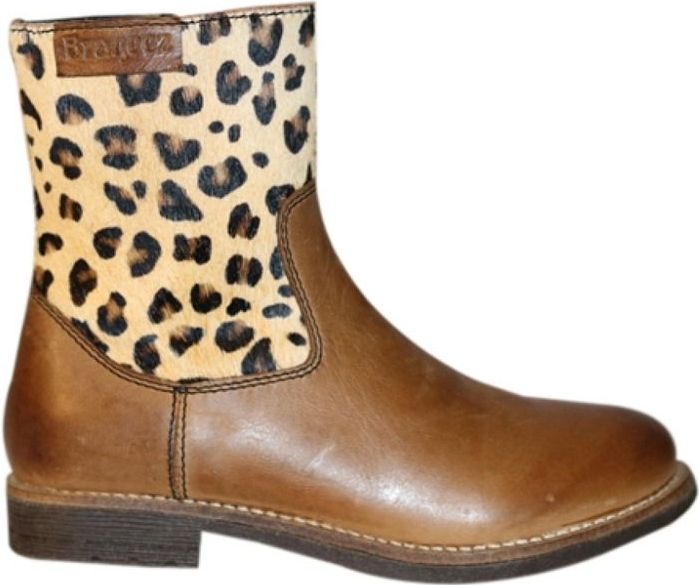 Braqeez - 419671 - Enkellaarzen - Cognac - Leder