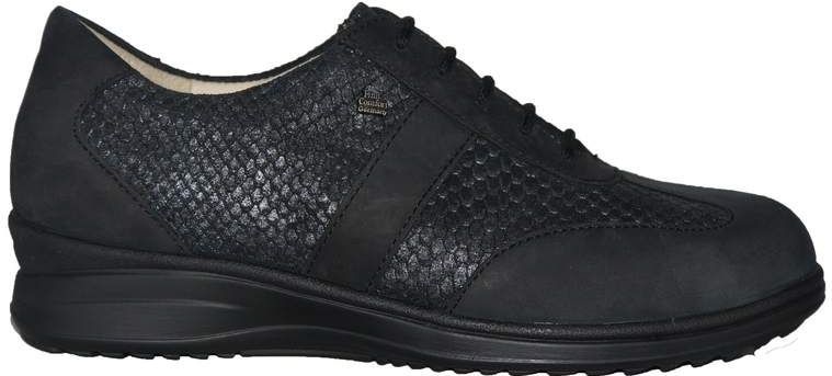 Finn Comfort - Lazio - Veterschoenen - Zwart Nubuck - Grijs Reptiel Print