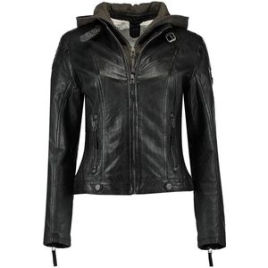 Bikerjack - Effen - Leer - Licht Gevoerd - Slanke Pasvorm