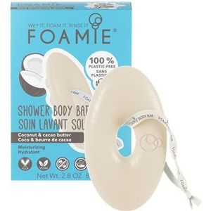 FOAMIE Douche-bodybar, kokosnoot & cacaoboter, kunststofvrij, voedend, zeepvrij, geen sulfaten of parasols.