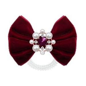 Invisibobble Bowtique Haarstrik, spiraalvormige haarelastiek, strik, bordeauxrood met parels, haarsieraad voor meisjes en dames, Limited Collection