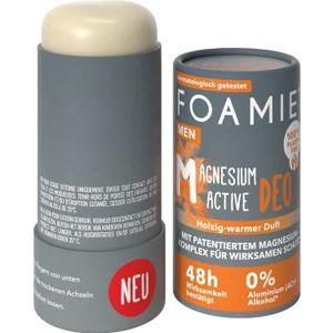 Foamie Stevige deodorant voor heren, Power Up, deostick houten geur, 48 uur effectieve deodorant zonder aluminium, veganistisch en plasticvrij, 40 g