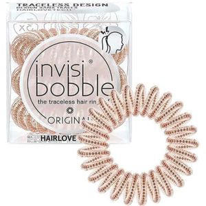 invisibobble Originele haarelastiekjes voor meisjes, 3 x bronzen haarelastiek, spiraal, doorzichtig, voor dames, vlechtelastiek ontworpen in het hart van München