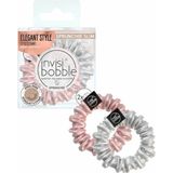 invisibobble - Scrunchie Slim Bella Chrome - Haarelastiekjes - Abrikoos & Zilver - Zijde