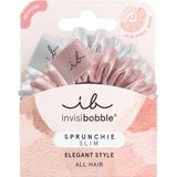 invisibobble - Scrunchie Slim Bella Chrome - Haarelastiekjes - Abrikoos & Zilver - Zijde