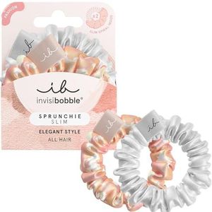 Invisibobble Sprunchie Slim Bella Chroom, elastische spiraalelastiekjes voor meisjes en vrouwen, sterke grip en haarbescherming, anti-breuk, 2-delig, ontworpen in Duitsland
