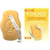 Foamie Festes Shampoo Repair, haarshampoo voor beschadigd haar met ceramide & marulaolie, anti-kroes, haarverzorging repareert en beschermt, combineert wetenschap en natuur voor gezond haar, 80 g