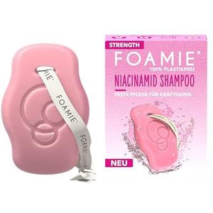 Foamie Strength Vaste shampoo met niacinamide, volumeshampoo voor fijn en fijn haar, niacine en rijstelextracten voor intensieve bescherming en versterking, 80 g