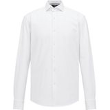 HUGO BOSS - Effen Overhemd - Wit - Katoen/Polyester - Licht Getailleerd