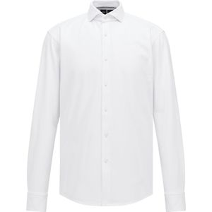 HUGO BOSS - Effen Overhemd - Wit - Katoen/Polyester - Licht Getailleerd
