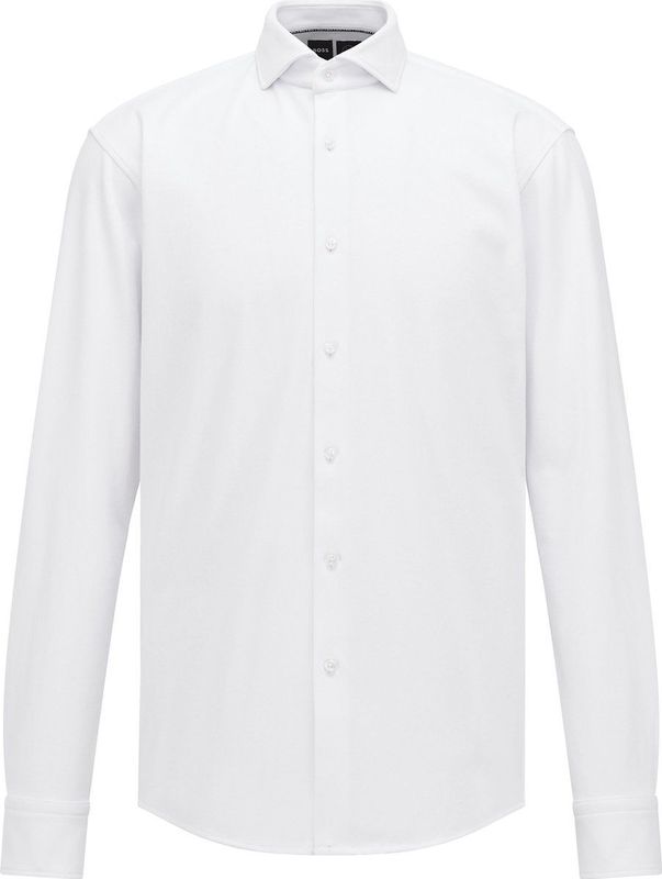 HUGO BOSS - Effen Overhemd - Wit - Katoen/Polyester - Licht Getailleerd