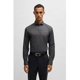 BOSS - Overhemd - Grijs - Regular Fit - Lange Mouwen - Structuurweving