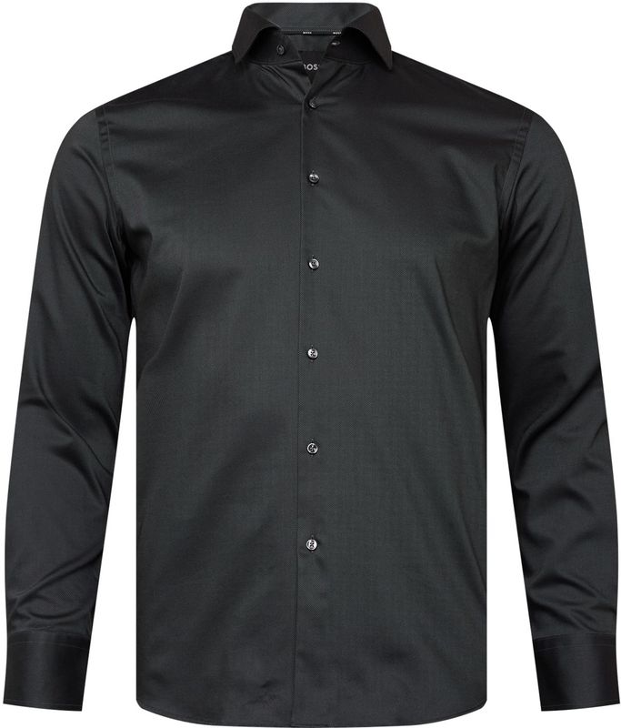 BOSS - Overhemd - Grijs - Regular Fit - Lange Mouwen - Structuurweving