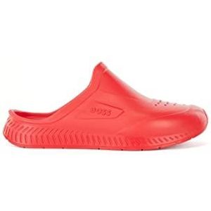 BOSS Heren Titanium-R Slid Rubberen slip-on sandalen met reliëf logo Maat, Rood