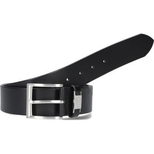 BOSS Heren Connio Italiaanse lederen riem met metalen versieringen met logo, zwart.