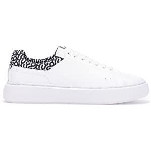 HUGO Allen Tenn Lowtop sneakers voor heren, met logo-print op de instap, maat, Open White110, 39 EU