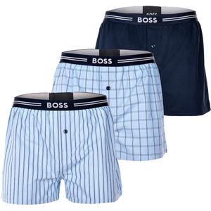 BOSS - Boxershort 3P WOVEN BOXER - Open/Blauw - 3 Stuks - Elastische Band