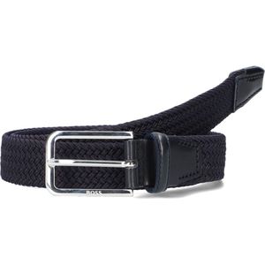 BOSS leren heren riem, navy blauw -  Maat: 105cm