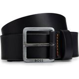 BOSS leren heren riem, zwart -  Maat: 85cm