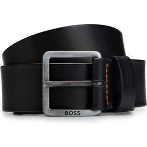 BOSS leren heren riem, zwart -  Maat: 85cm