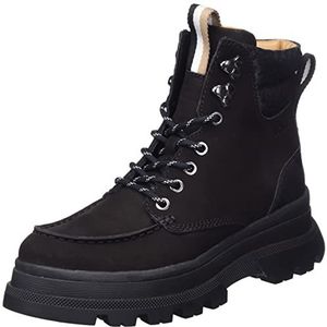 BOSS Foster Half Boots voor dames, in wandelschoenstijl van nubuckleer met karakteristieke details, maat, zwart 1, 35 EU