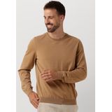 BOSS Leno heren trui wol slim fit met O hals camel bruin