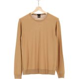 BOSS Leno heren trui wol slim fit met O hals camel bruin