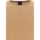 BOSS Leno heren trui wol slim fit met O hals camel bruin