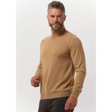 BOSS Musso slim fit trui wol, heren coltrui, midden beige