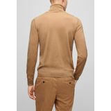 BOSS Musso slim fit trui wol, heren coltrui, midden beige