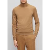 BOSS Musso slim fit trui wol, heren coltrui, midden beige
